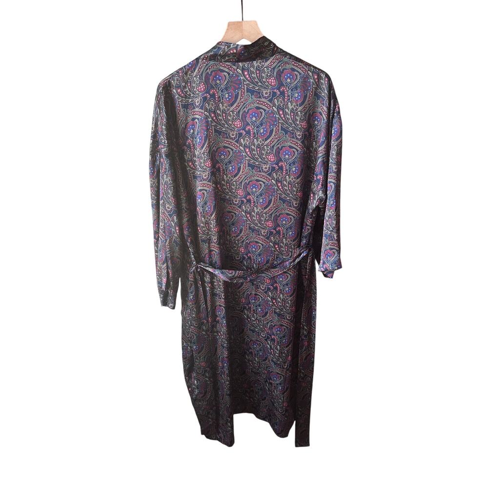 Vintage Reckless 100% Silk Paisley Print Long Kimono Robe One Size - Picture 2 of 3